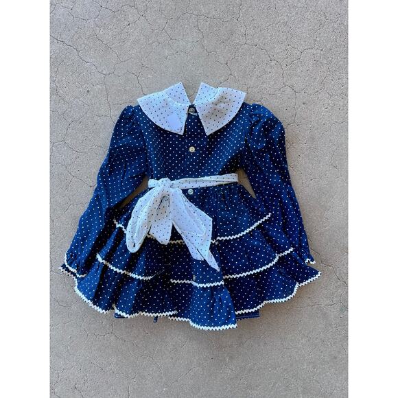 Vintage Bryan polka dot ruffle toddler dress size 4T - Picture 4 of 4